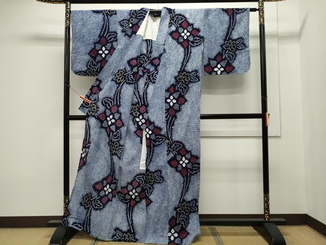 平和屋着物∴夏物 浴衣 有松鳴海絞り 草花文 綿 逸品 未使用 CAAW5136dy