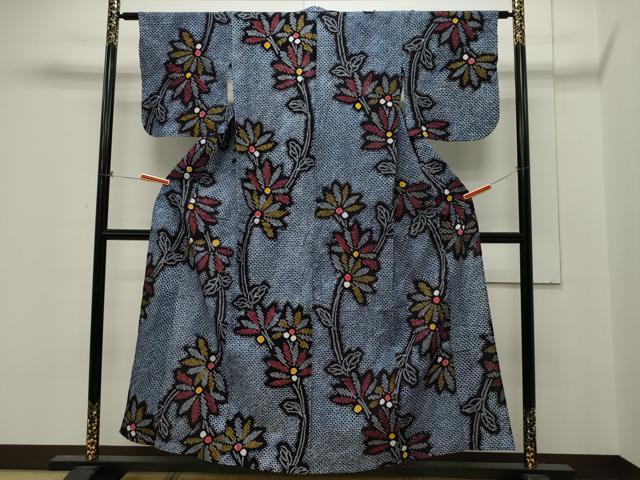 平和屋着物∴夏物 浴衣 有松鳴海絞り 草花文 綿 逸品 CAAW5143dy