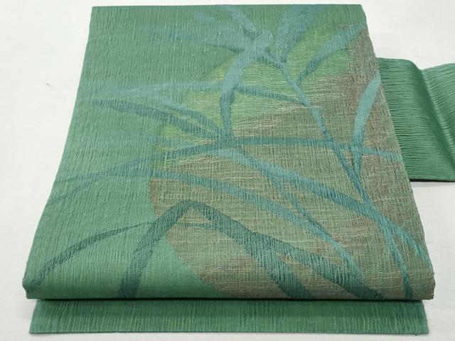 平和屋着物*夏物 九寸名古屋帯 枝葉文 金糸 正絹 逸品 CAAW5492fb