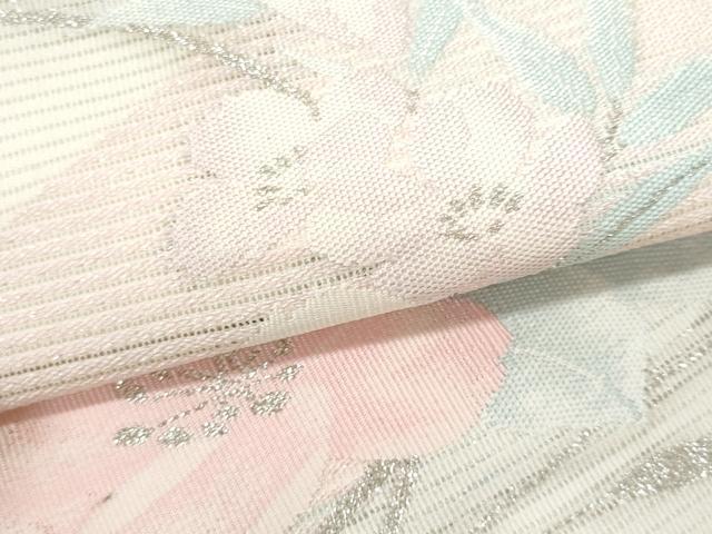 平和屋着物*夏物 九寸名古屋帯 草花文 銀糸 正絹 逸品 CAAW5506fb