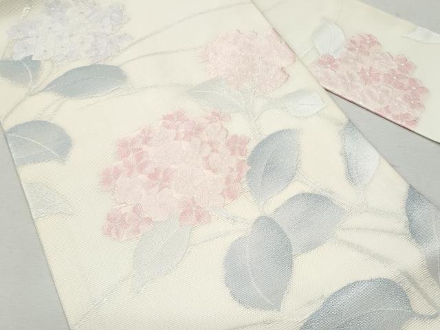 平和屋着物*夏物 九寸名古屋帯 紫陽花 銀糸 正絹 逸品 CAAW5524fb