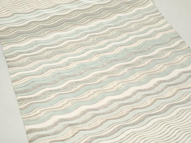 平和屋着物*夏物 八寸名古屋帯 絽綴れ よろけ縞 銀糸 正絹 逸品 CAAW5594fb