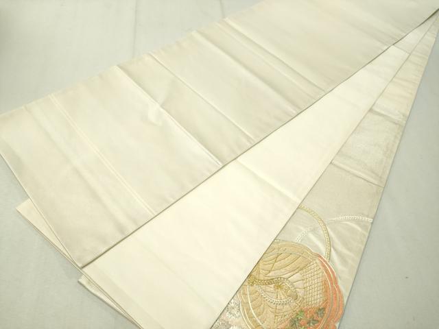 平和屋着物▼太鼓柄袋帯 総刺繍 鏡裏文 金糸 正絹 逸品 CAAW5604vp