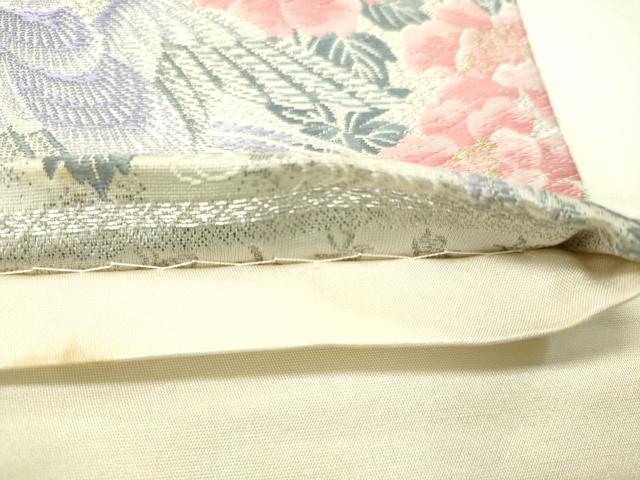 平和屋着物▼六通柄袋帯 唐織 深山花鳥文 九百錦プラチナ箔 正絹 逸品 CAAW5610vp