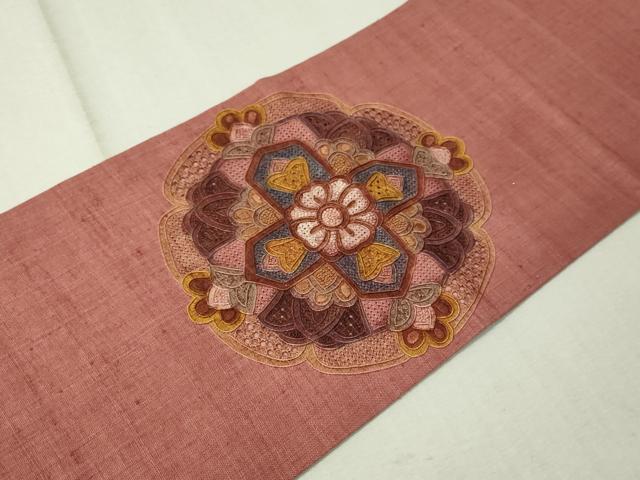 平和屋着物●総刺繍 中国三大刺繍 スワトウ相良刺繍 九寸名古屋帯 紬地 正倉院花文 正絹 逸品 CAAW5819vp