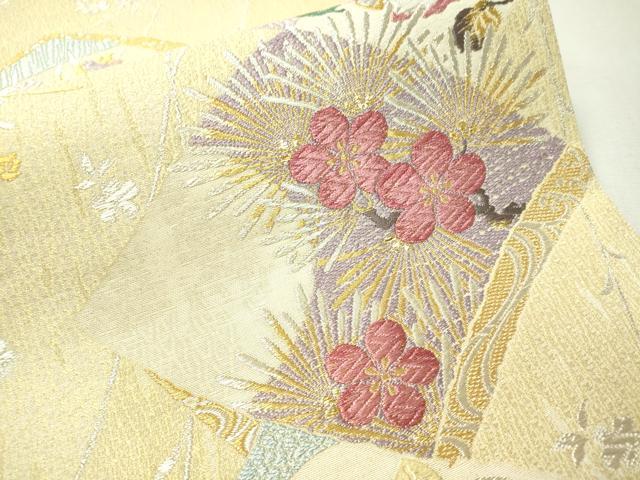 平和屋着物●六通柄袋帯 唐織 色紙重ね花文 金銀糸 正絹 逸品 CAAW5830vp