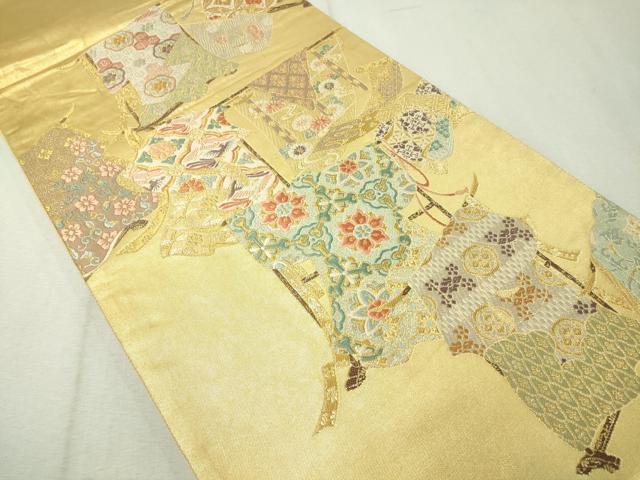 平和屋着物▼六通柄袋帯 唐織 誰が袖 金糸 正絹 逸品 CAAW5932vp