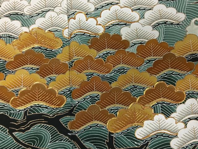 平和屋着物■豪華黒留袖 駒刺繍 浜松文 金彩 正絹 逸品 CAAW6158kb