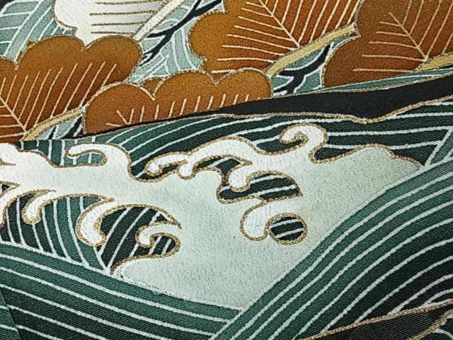 平和屋着物■豪華黒留袖 駒刺繍 浜松文 金彩 正絹 逸品 CAAW6158kb