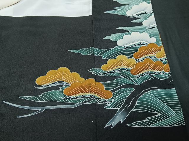 平和屋着物■豪華黒留袖 駒刺繍 浜松文 金彩 正絹 逸品 CAAW6158kb