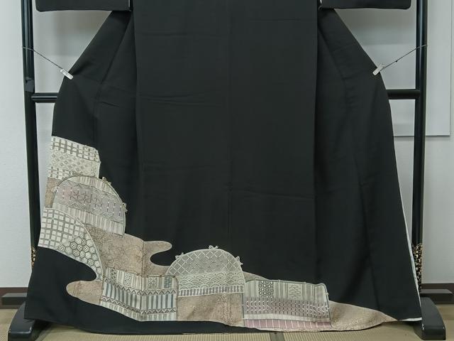 平和屋着物■豪華黒留袖 駒刺繍 籬吉祥文 金彩 正絹 逸品 CAAW6281kb
