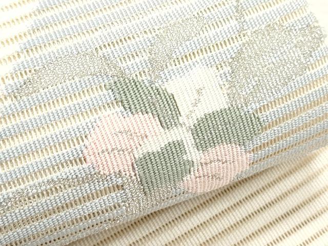 平和屋着物*夏物 絽綴れ 八寸名古屋帯 草花文 銀糸 正絹 逸品 CAAW6575th