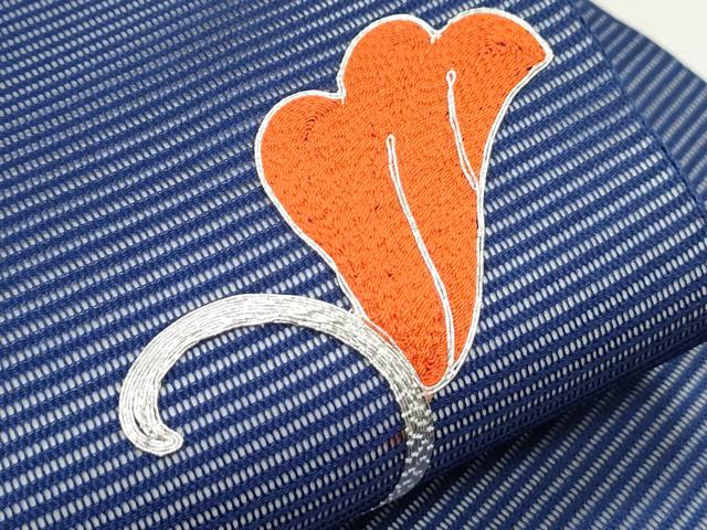平和屋着物*夏物 九寸名古屋帯 総刺繍 駒刺繍 葡萄蔦の葉文 正絹 逸品 CAAW6581th