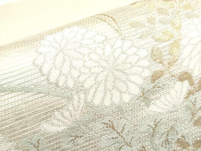 平和屋着物*夏物 九寸名古屋帯 流水草花文 金銀糸 正絹 逸品 CAAW6585th