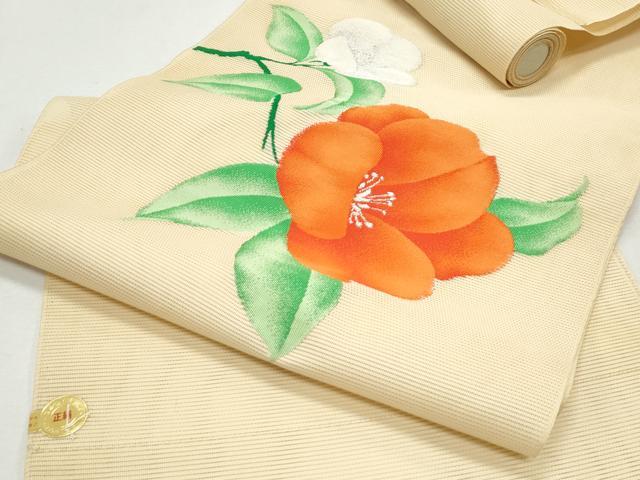 平和屋着物*夏物 西陣 いづくら謹製 名古屋帯 反物 草花文 銀糸 証紙付き 逸品 未使用 CAAW6727th