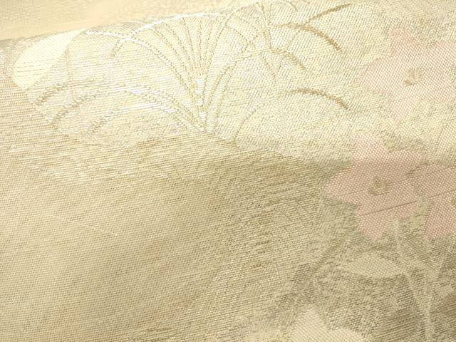 平和屋着物*夏物 六通柄袋帯 流水草花文 金銀糸 正絹 逸品 CAAW6814eg