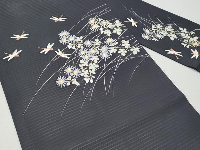平和屋着物*夏物 塩瀬 九寸名古屋帯 駒刺繍 蜻蛉 枝花文 金銀彩 正絹 逸品 CAAW6894fb