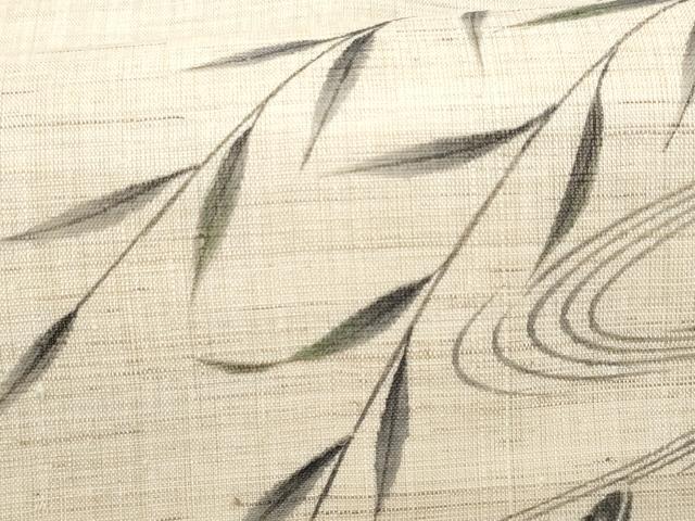 平和屋着物*夏物 九寸名古屋帯 作家物 手描き 流水舟枝葉文 麻 逸品 CAAW6895fb