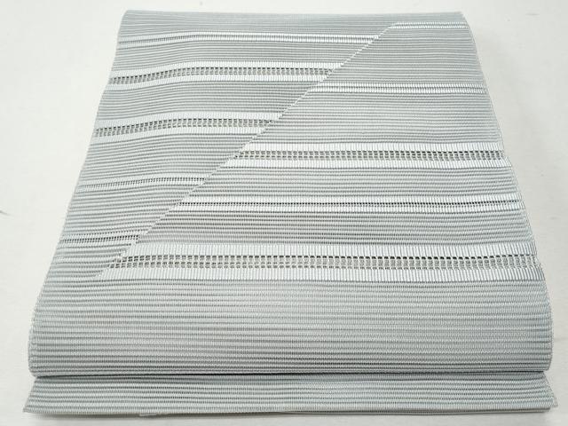 平和屋着物*夏物 八寸名古屋帯 絽綴れ 横段文 灰青色 正絹 逸品 CAAW6910fb