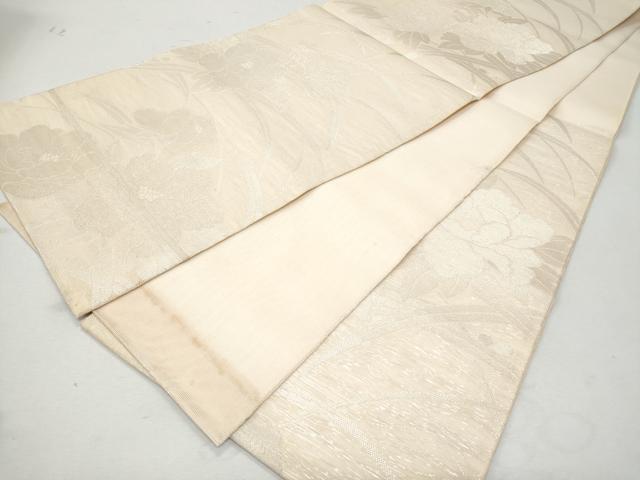 平和屋着物*夏物 六通柄袋帯 草花文 銀糸 正絹 逸品 未使用 CAAW6956fb