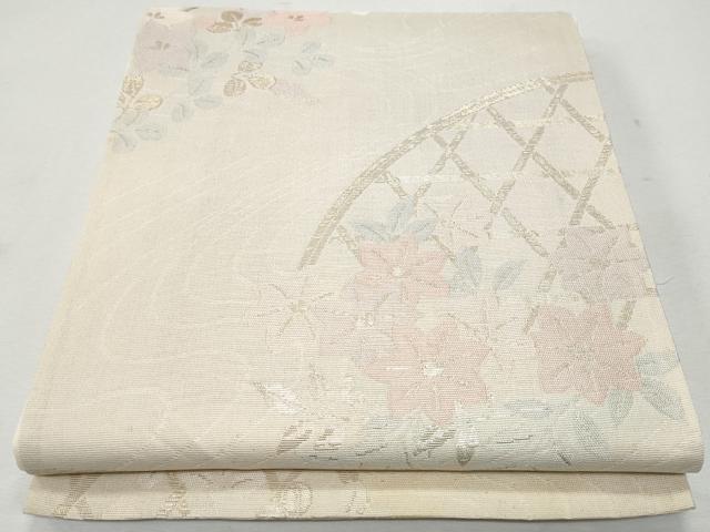 平和屋着物*夏物 六通柄袋帯 流水籬草花文 金糸 正絹 逸品 CAAW6959fb