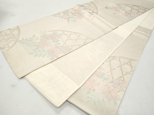 平和屋着物*夏物 六通柄袋帯 流水籬草花文 金糸 正絹 逸品 CAAW6959fb