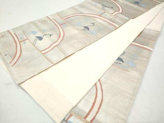 平和屋着物*夏物 六通柄袋帯 群鶴 金糸 正絹 逸品 CAAW6969fb
