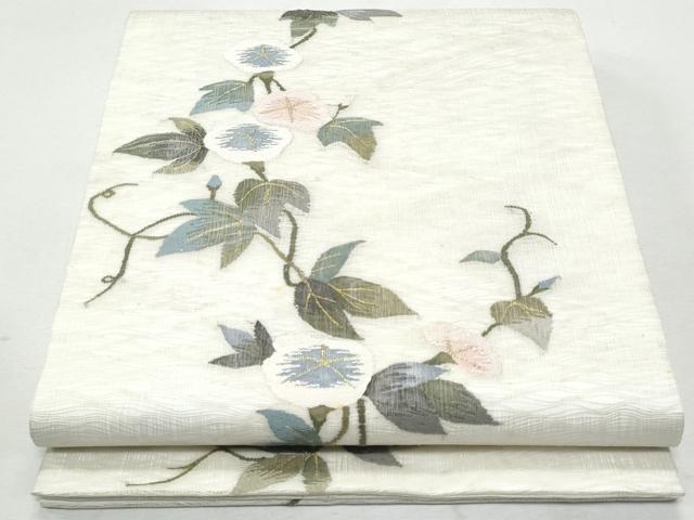 平和屋着物*夏物 六通柄袋帯 すくい織 朝顔 金糸 正絹 逸品 CAAW6978fb