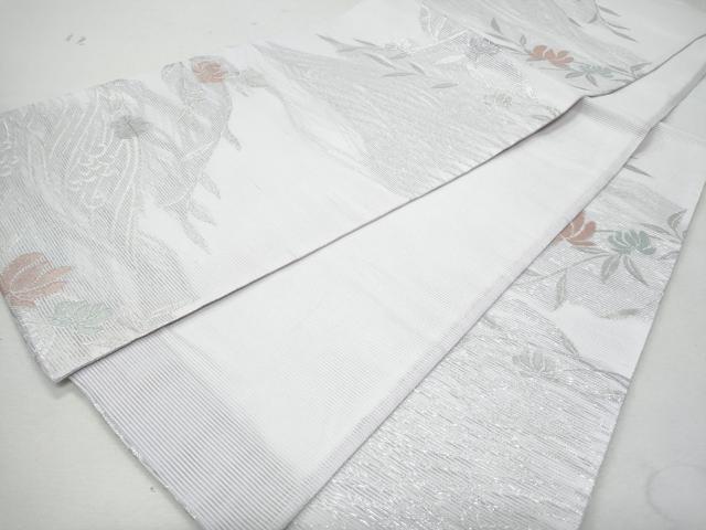 平和屋着物*夏物 六通柄袋帯 枝花文 銀糸 正絹 逸品 CAAW6996fb
