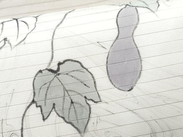 平和屋着物*夏物 川野義和 墨流し染 太鼓柄袋帯 京友禅 手描き 瓢箪蔦の葉文 五泉 反端付き 正絹 逸品 CAAW6998fb