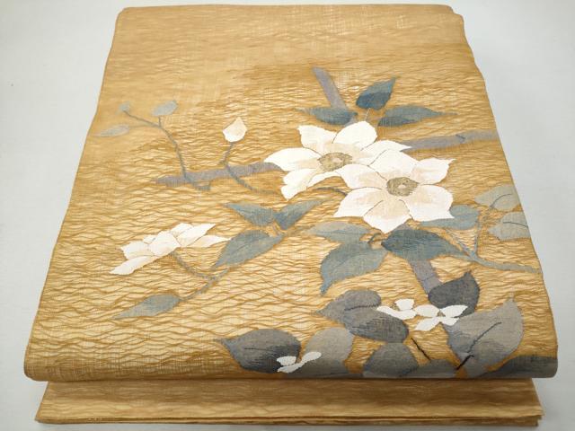 平和屋着物*夏物 太鼓柄袋帯 すくい織 枝花文 金糸 正絹 逸品 CAAW7002fb