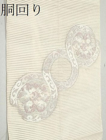 平和屋着物*夏物 つけ帯 絽綴れ 花絵皿文 銀糸 正絹 逸品 CAAW7037fb