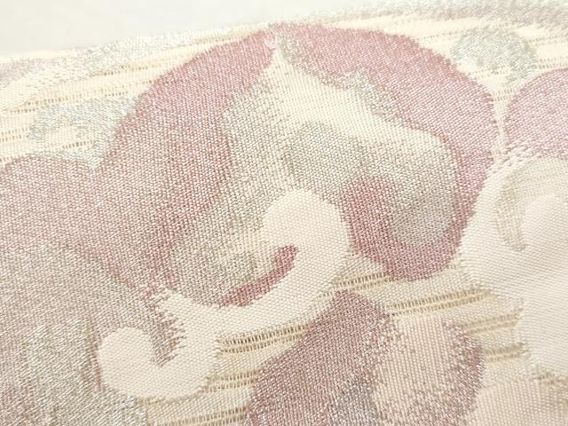 平和屋着物*夏物 つけ帯 絽綴れ 花絵皿文 銀糸 正絹 逸品 CAAW7037fb