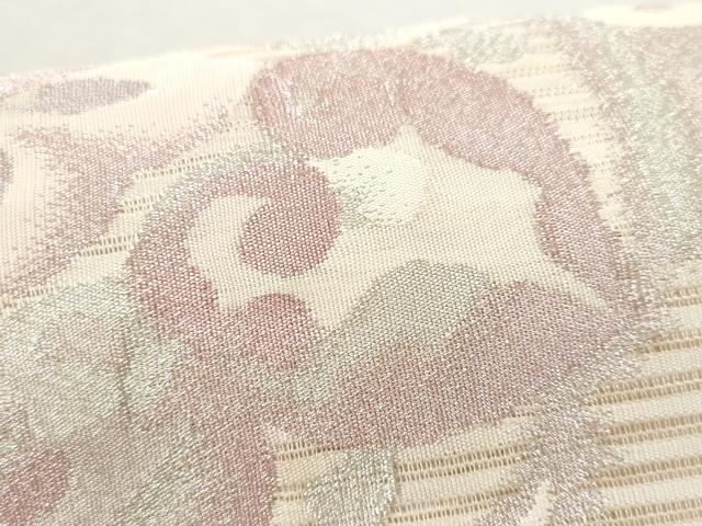 平和屋着物*夏物 つけ帯 絽綴れ 花絵皿文 銀糸 正絹 逸品 CAAW7037fb