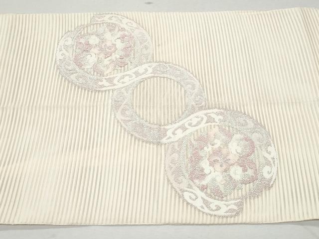 平和屋着物*夏物 つけ帯 絽綴れ 花絵皿文 銀糸 正絹 逸品 CAAW7037fb