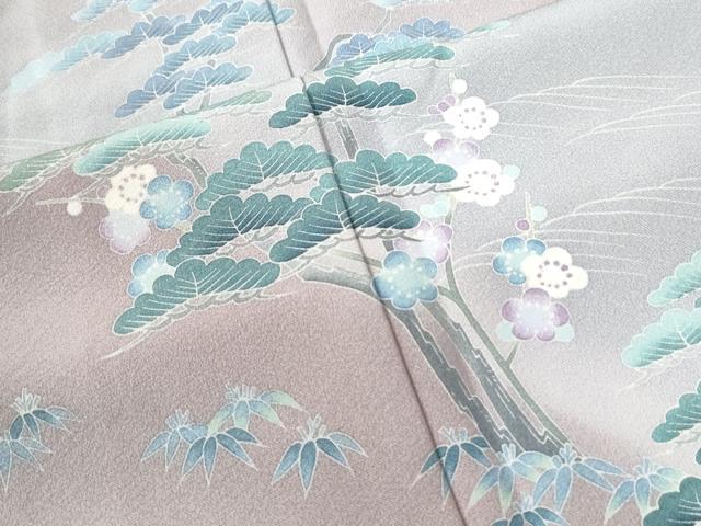 平和屋着物●十日町友禅 女流作家 遠田藤舟 訪問着 飛鳥松竹梅 暈し染め 正絹 逸品 CAAW7229yc