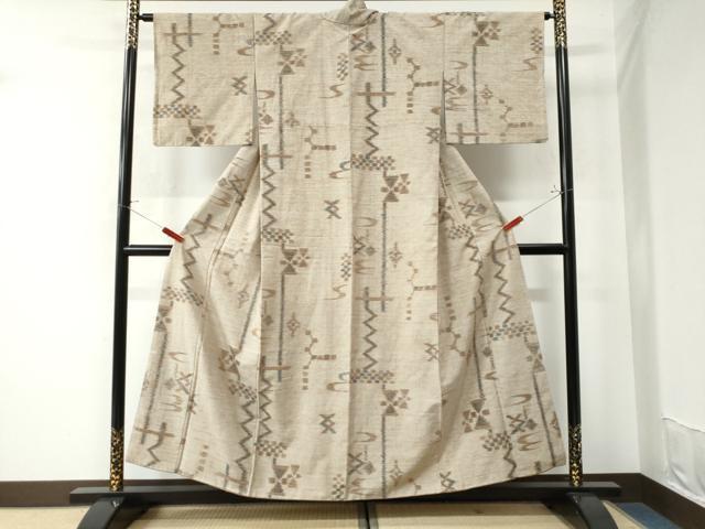 平和屋着物●上質な紬 絣文様 正絹 逸品 CAAW7246yc