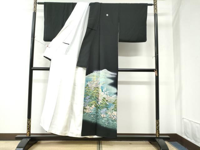 平和屋着物●十日町友禅作家 阿部佳雪 黒留袖 遠山樹林文 暈し染め 正絹 逸品 CAAW7346yc