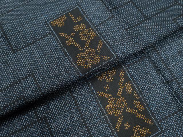 平和屋着物●本場大島紬 7マルキ 短冊重ね吉祥花文 正絹 逸品 CAAW7352yc