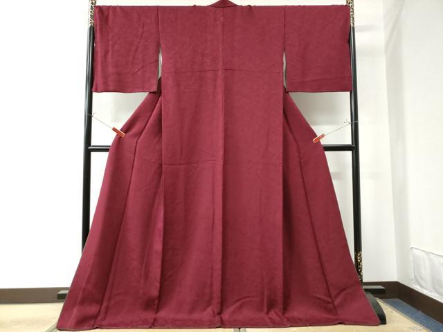 平和屋着物●上質な色無地 草花尽くし地紋 葡萄色 やまと誂製 正絹 逸品 CAAW7378yc