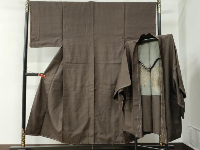 平和屋着物●男性 紬 アンサンブル 縞 正絹 逸品 未使用 CAAW7389yc