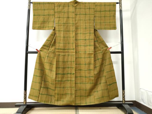 平和屋着物●上質な紬 変わり格子 やまと誂製 正絹 逸品 CAAW7434yc