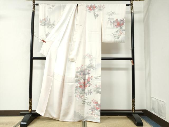 平和屋着物●訪問着 刺繍 霞風景花松文 金彩 正絹 逸品 CAAW7452yc