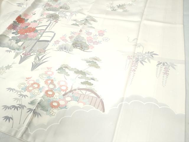 平和屋着物●訪問着 刺繍 霞風景花松文 金彩 正絹 逸品 CAAW7452yc
