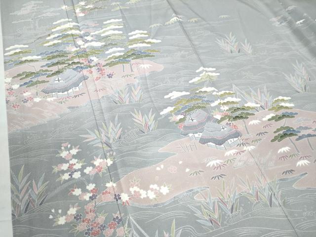 平和屋着物●訪問着 友禅 作家物 浜松風景文 暈し染め 正絹 逸品 CAAW7463yc