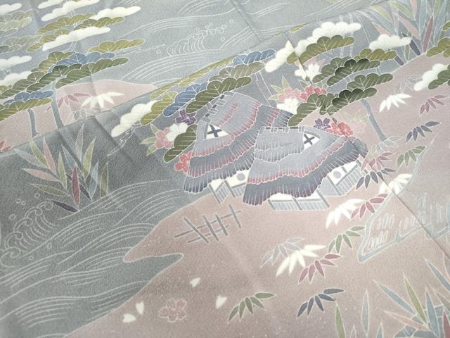 平和屋着物●訪問着 友禅 作家物 浜松風景文 暈し染め 正絹 逸品 CAAW7463yc