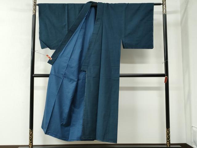 平和屋着物●男性 紬 髭紬羽織セット 色無地 濃藍色 証紙付き 正絹 逸品 未使用 CAAW7465yc