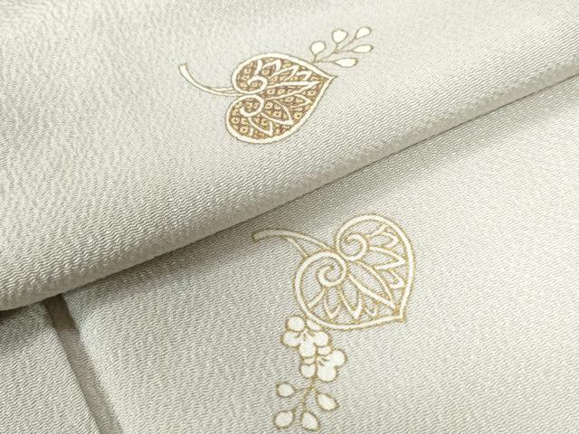 平和屋着物●上質な小紋 葵 草花文 灰青色地 正絹 逸品 CAAW7468yc