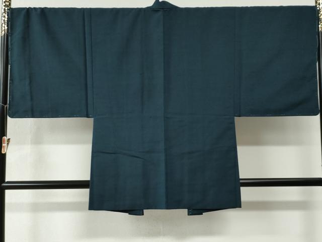 平和屋着物●男性 紬 アンサンブル 色無地 留紺色 正絹 逸品 未使用 CAAW7498yc