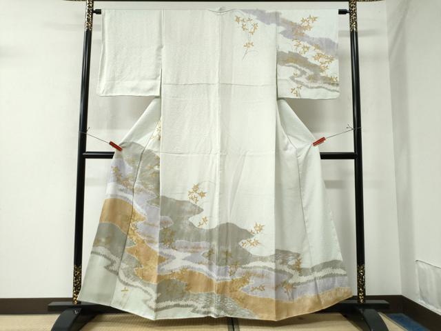 平和屋着物●訪問着 絞り 道長枝花文 金銀彩 正絹 逸品 CAAW7530yc
